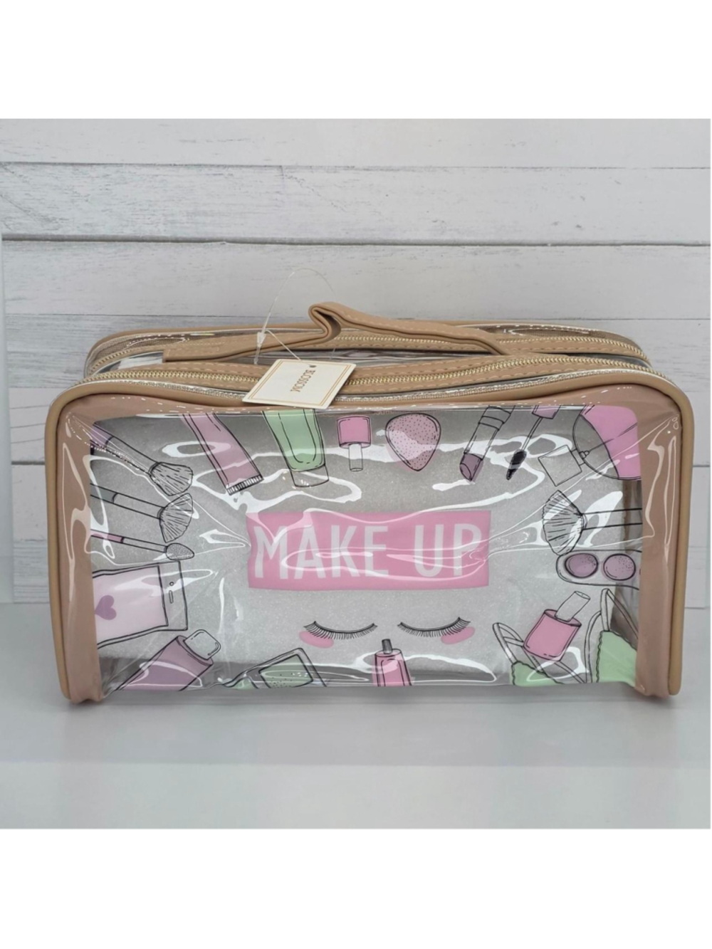 Beige & Pink Makeup Bag